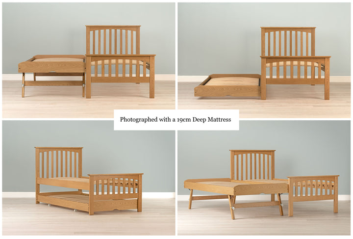 Heywood Solid Natural Oak Guest Bed - 3ft Single - The Oak Bed Store
