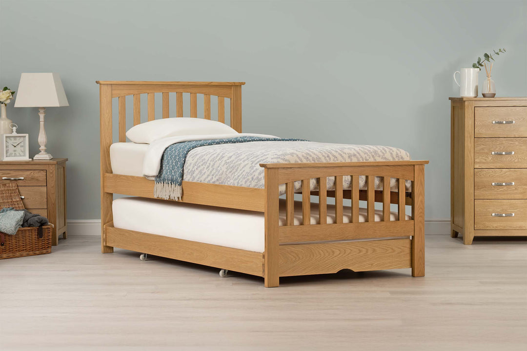 Heywood Solid Natural Oak Guest Bed - 3ft Single - The Oak Bed Store