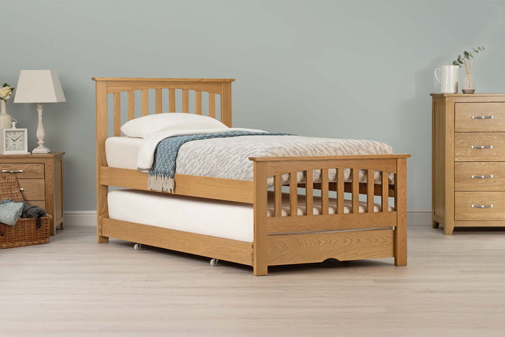 Heywood Solid Natural Oak Guest Bed - 3ft Single - The Oak Bed Store