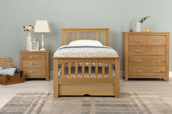 Heywood Solid Natural Oak Guest Bed - 3ft Single - The Oak Bed Store