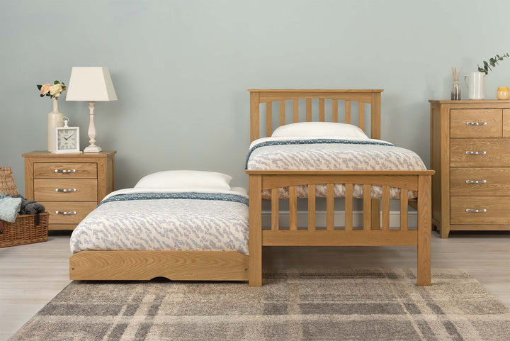 Heywood Solid Natural Oak Guest Bed - 3ft Single - The Oak Bed Store