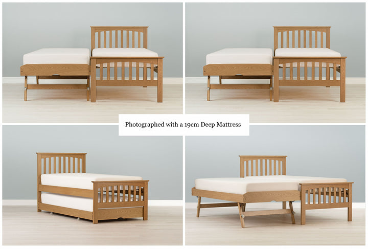 Heywood Solid Natural Oak Guest Bed - 3ft Single - The Oak Bed Store