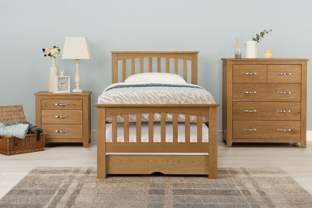 Heywood Solid Natural Oak Guest Bed - 3ft Single - The Oak Bed Store