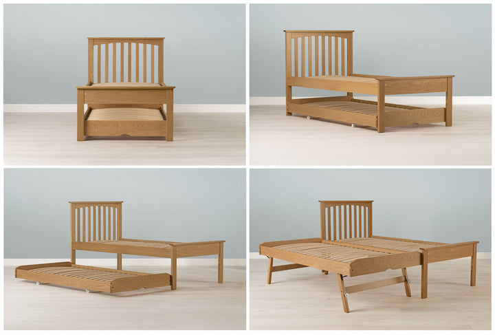 Heywood Solid Natural Oak Guest Bed (Low Foot End) - 3ft Single - The Oak Bed Store