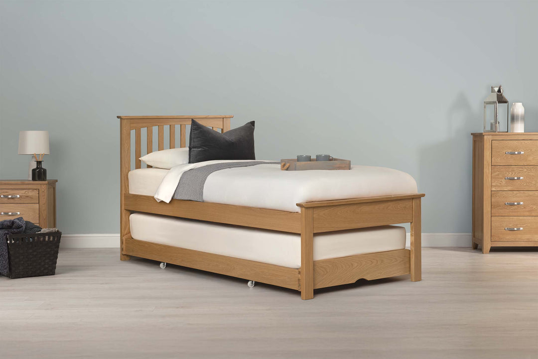 Heywood Solid Natural Oak Guest Bed (Low Foot End) - 3ft Single - The Oak Bed Store