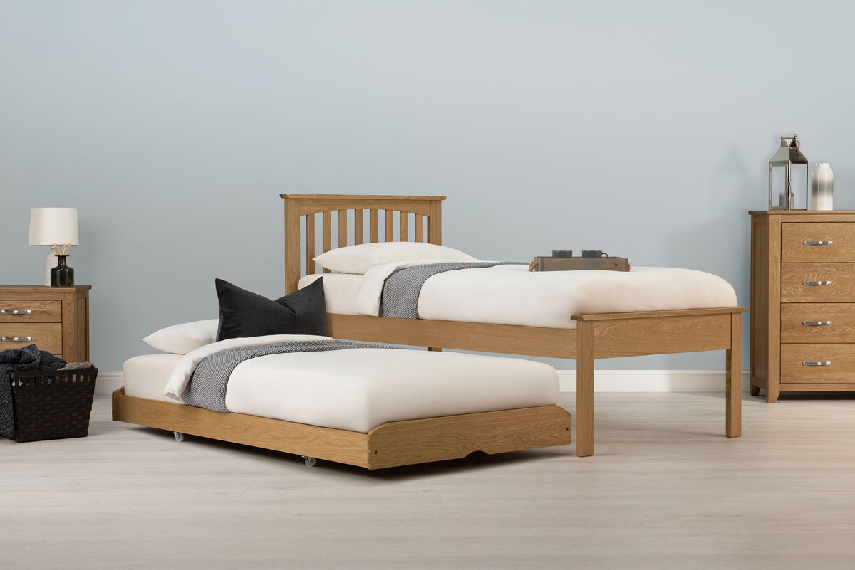 Heywood Solid Natural Oak Guest Bed (Low Foot End) - 3ft Single - The Oak Bed Store