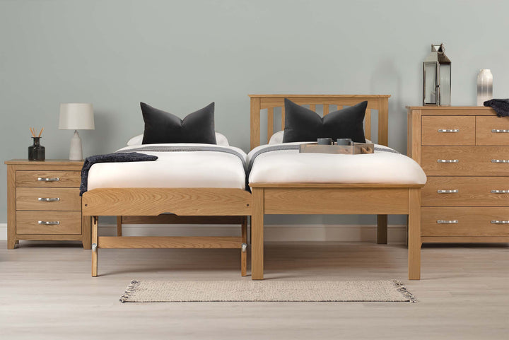 Heywood Solid Natural Oak Guest Bed (Low Foot End) - 3ft Single - The Oak Bed Store
