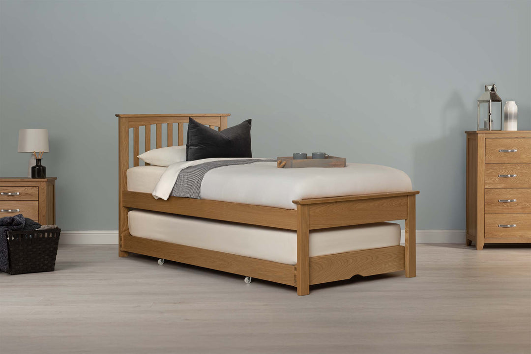 Heywood Solid Natural Oak Guest Bed (Low Foot End) - 3ft Single - The Oak Bed Store