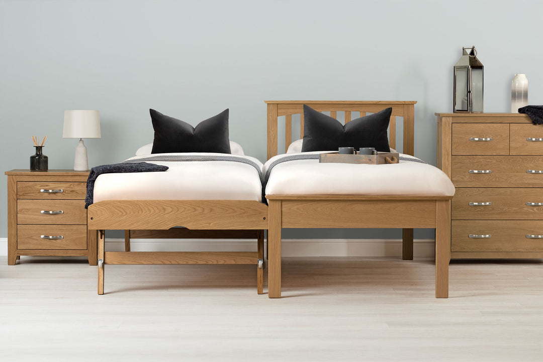 Heywood Solid Natural Oak Guest Bed (Low Foot End) - 3ft Single - The Oak Bed Store