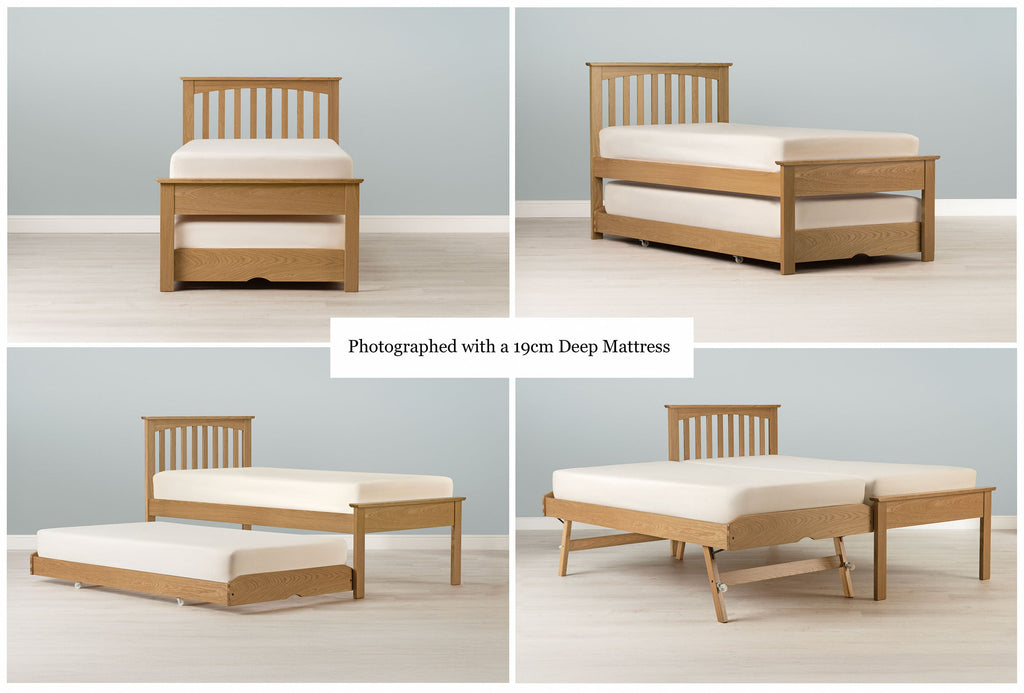 Heywood Solid Natural Oak Guest Bed (Low Foot End) - 3ft Single - The Oak Bed Store
