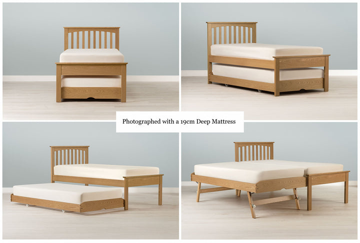 Heywood Solid Natural Oak Guest Bed (Low Foot End) - 3ft Single - The Oak Bed Store