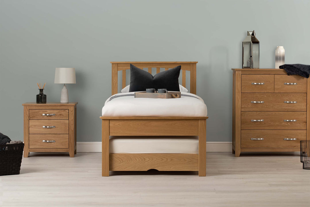 Heywood Solid Natural Oak Guest Bed (Low Foot End) - 3ft Single - The Oak Bed Store