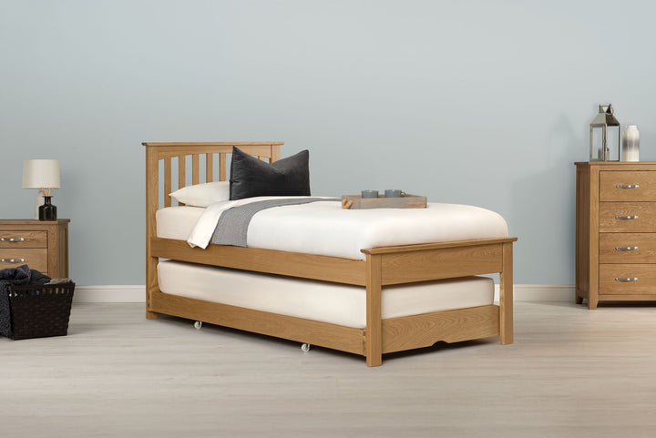 Heywood Solid Natural Oak Guest Bed (Low Foot End) - 3ft Single - The Oak Bed Store