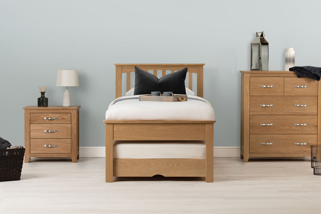 Heywood Solid Natural Oak Guest Bed (Low Foot End) - 3ft Single - The Oak Bed Store
