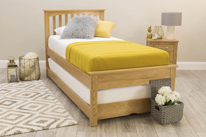 Heywood Solid Natural Oak Guest Bed (Low Foot End) - 3ft Single - B GRADE - The Oak Bed Store