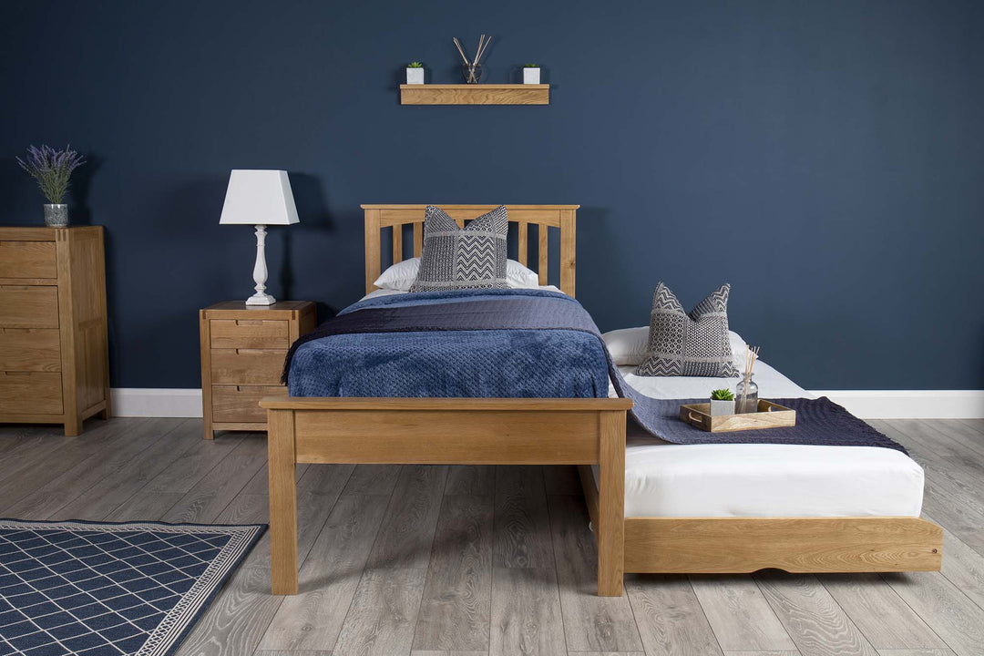 Heywood Solid Natural Oak Guest Bed (Low Foot End) - 3ft Single - B GRADE - The Oak Bed Store