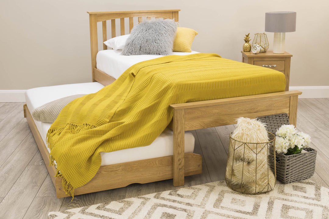 Heywood Solid Natural Oak Guest Bed (Low Foot End) - 3ft Single - B GRADE - The Oak Bed Store