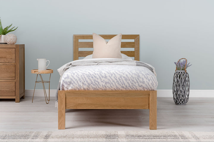 Kensington Solid Natural Oak Bed Frame - 3ft Single - The Oak Bed Store