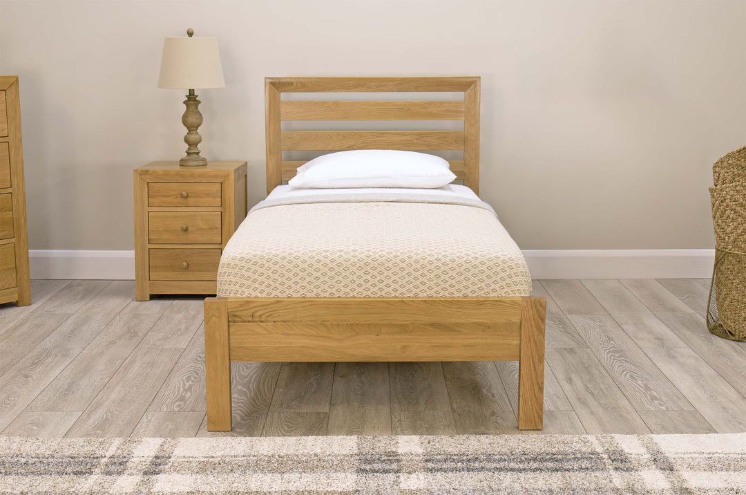 Kensington Solid Natural Oak Bed Frame - 3ft Single - The Oak Bed Store