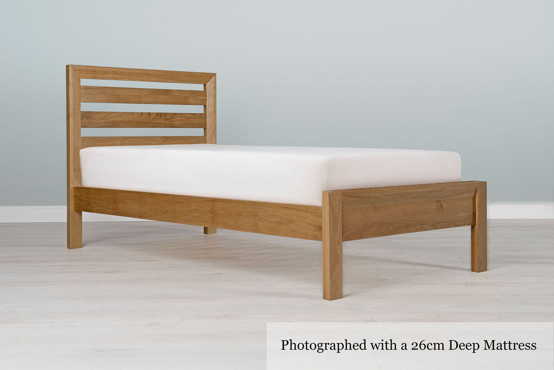 Kensington Solid Natural Oak Bed Frame - 3ft Single - The Oak Bed Store