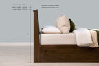 Mayfair solid walnut double ottoman bed side view, headboard height adjustable to 1075 mm, 1105 mm or 1140 mm