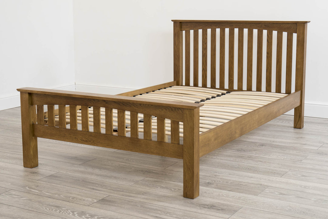 Milan Rustic Dark Brown Solid Oak Bed Frame 4ft6 - Double - B Grade - The Oak Bed Store