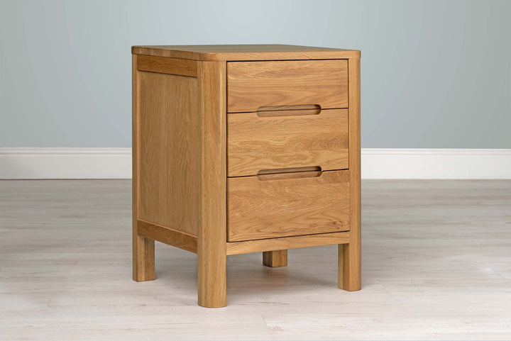 Natural Oak 2+1 Drawer Bedside Table - Style 1 - The Oak Bed Store