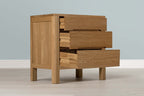 Natural Oak 2+1 Drawer Bedside Table - Style 1 - The Oak Bed Store