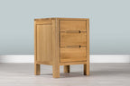 Natural Oak 2+1 Drawer Bedside Table - Style 1 - The Oak Bed Store
