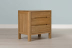 Natural Oak 2+1 Drawer Bedside Table - Style 1 - The Oak Bed Store