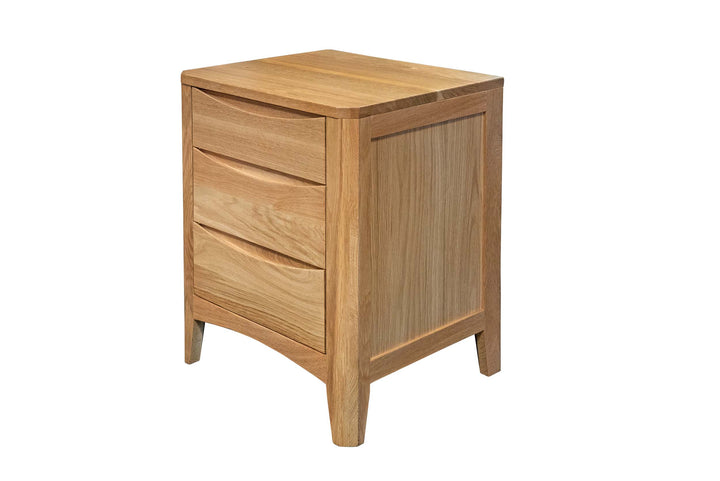 Natural Oak 2+1 Drawer Bedside Table - Style 2 - The Oak Bed Store