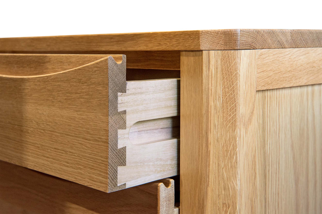 Natural Oak 2+1 Drawer Bedside Table - Style 2 - The Oak Bed Store