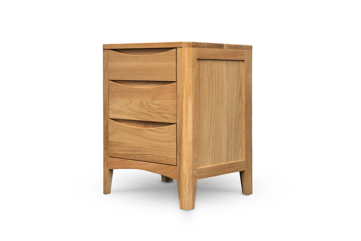 Natural Oak 2+1 Drawer Bedside Table - Style 2 - The Oak Bed Store