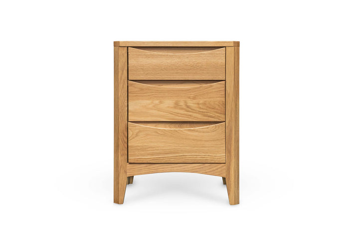 Natural Oak 2+1 Drawer Bedside Table - Style 2 - The Oak Bed Store