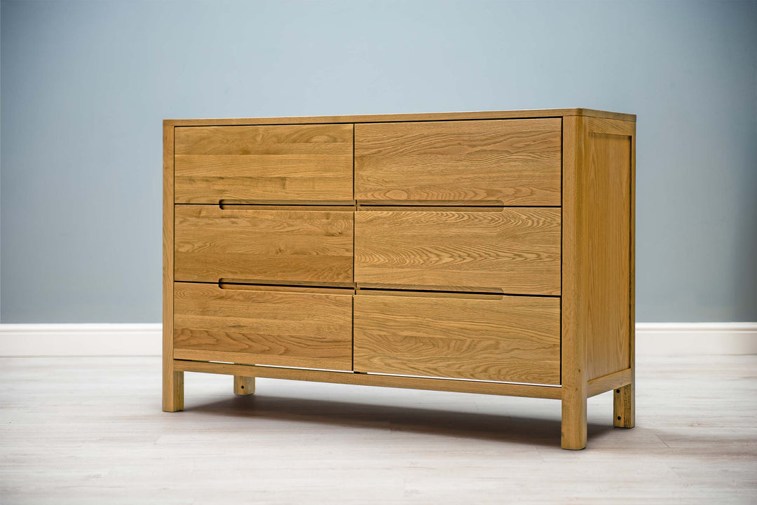 Natural Oak 6 Drawer Chest of Drawers - Style 1 - B GRADE - The Oak Bed Store