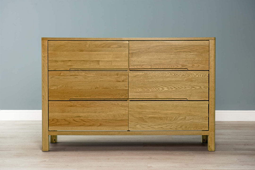 Natural Oak 6 Drawer Chest of Drawers - Style 1 - B GRADE - The Oak Bed Store