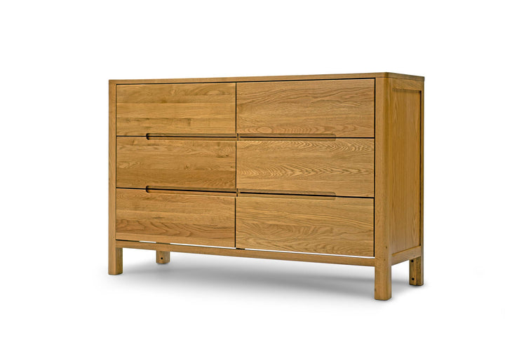 Natural Oak 6 Drawer Chest of Drawers - Style 1 - B GRADE - The Oak Bed Store