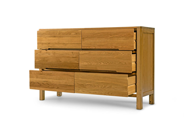 Natural Oak 6 Drawer Chest of Drawers - Style 1 - B GRADE - The Oak Bed Store