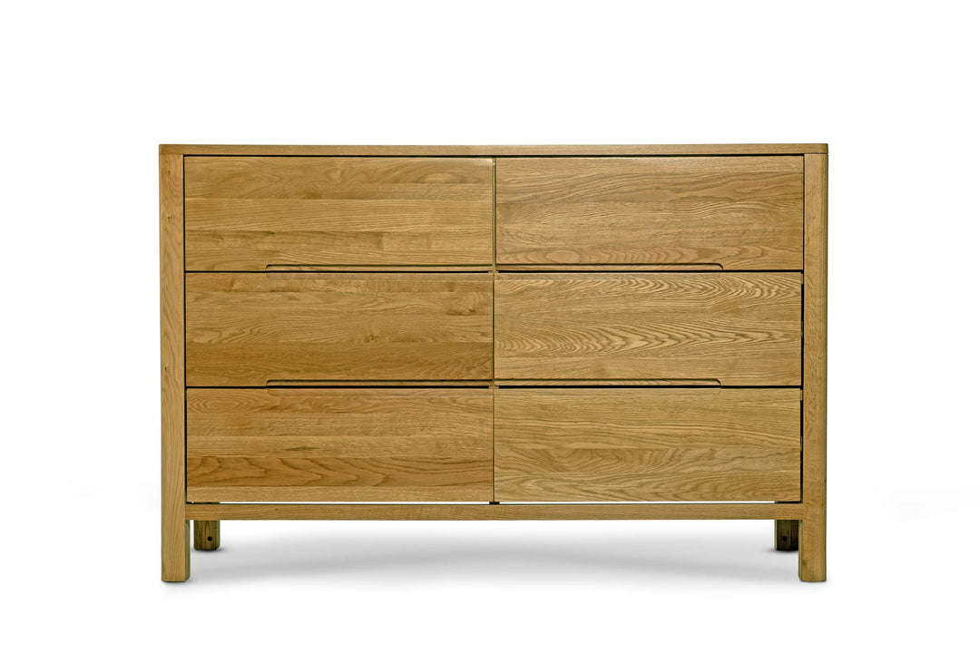 Natural Oak 6 Drawer Chest of Drawers - Style 1 - B GRADE - The Oak Bed Store