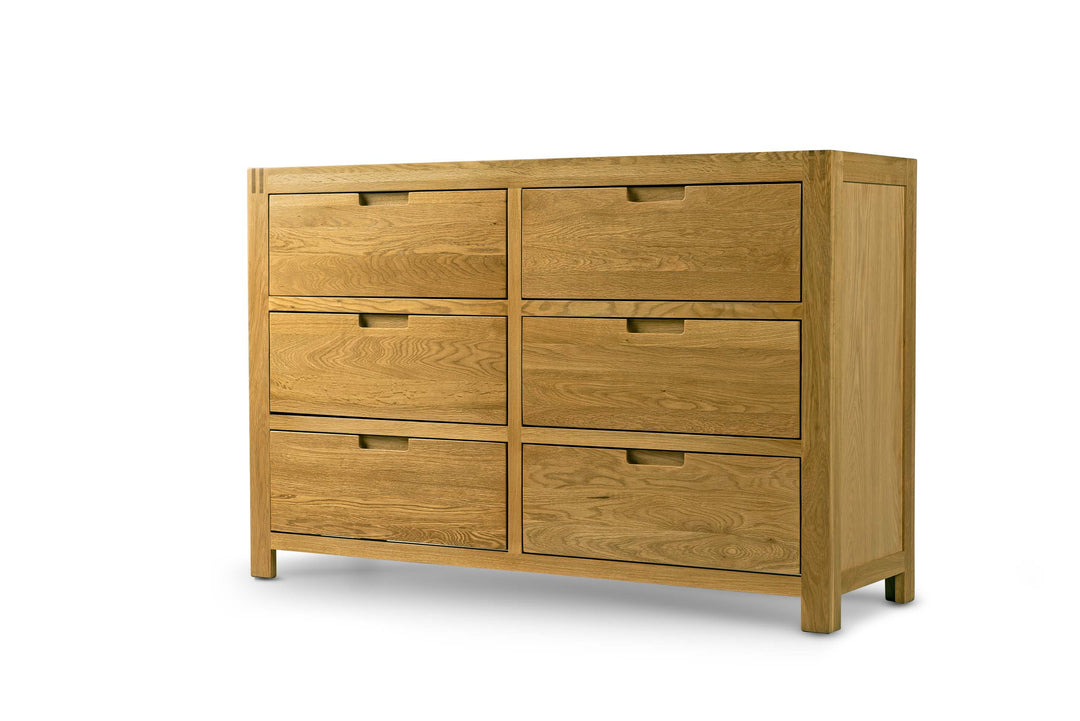 Natural Oak 6 Drawer Chest of Drawers - Style 5 - B GRADE - The Oak Bed Store