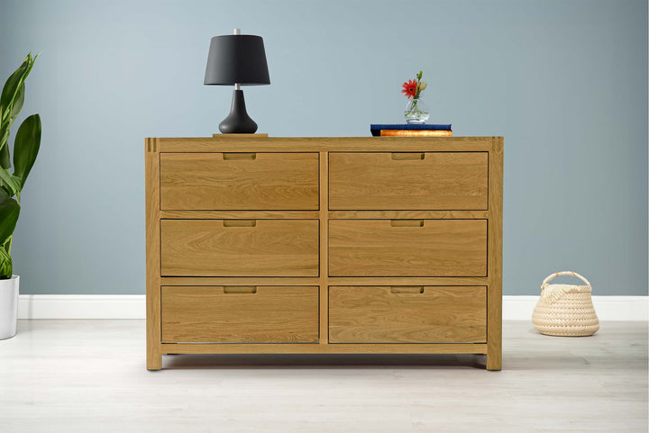 Natural Oak 6 Drawer Chest of Drawers - Style 5 - B GRADE - The Oak Bed Store