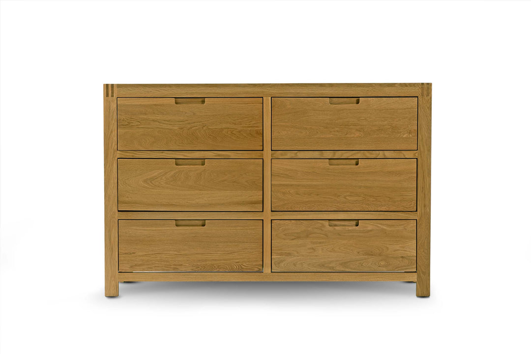 Natural Oak 6 Drawer Chest of Drawers - Style 5 - B GRADE - The Oak Bed Store