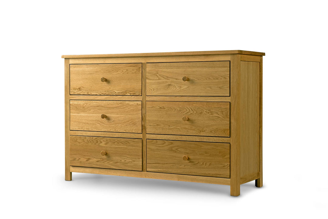 Natural Oak 6 Drawer Chest of Drawers - Style 6 - B GRADE - The Oak Bed Store