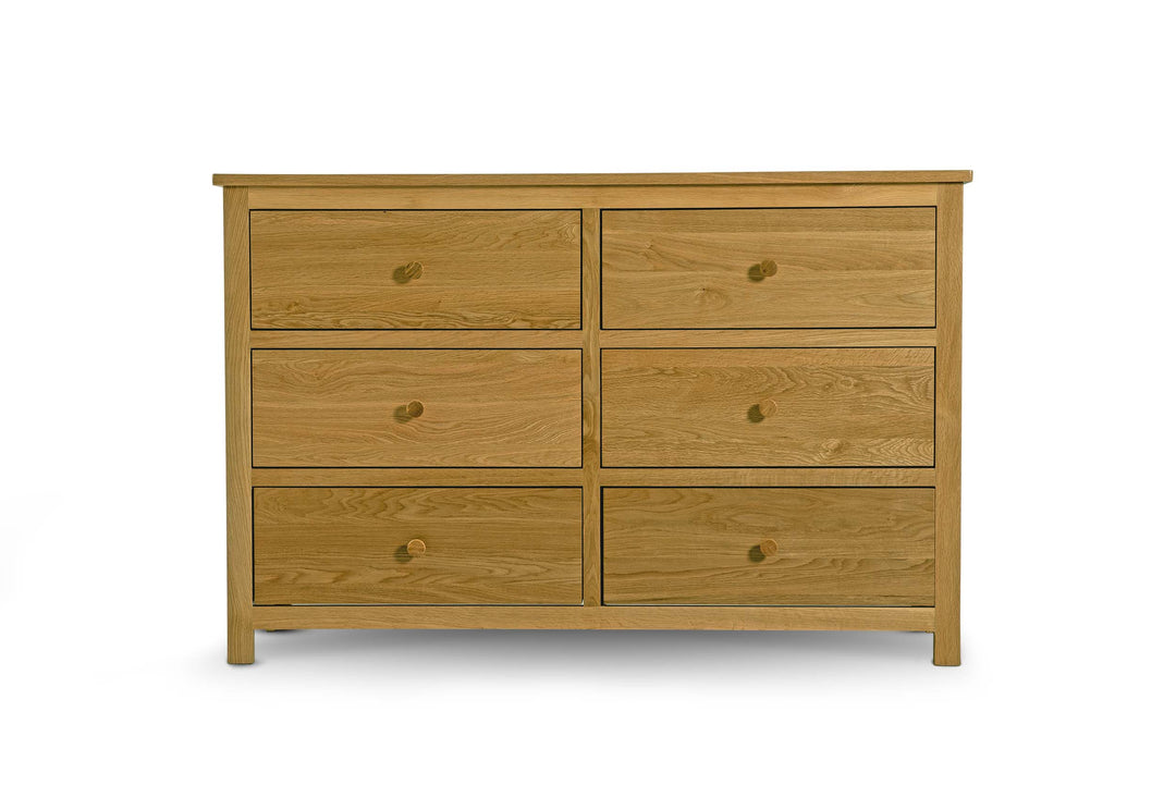 Natural Oak 6 Drawer Chest of Drawers - Style 6 - B GRADE - The Oak Bed Store