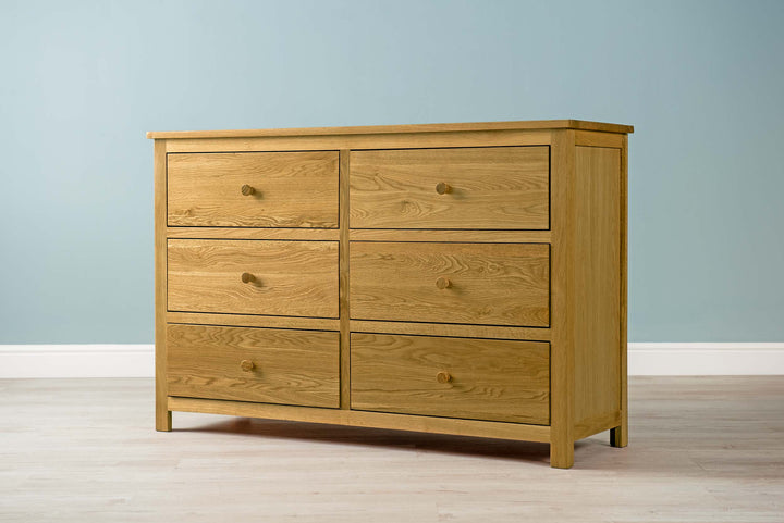 Natural Oak 6 Drawer Chest of Drawers - Style 6 - B GRADE - The Oak Bed Store