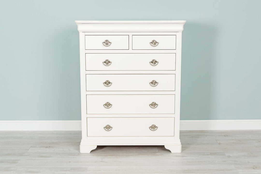 Paris Soft White 2 Over 4 Drawer Chest of Drawers - B GRADE - The Oak Bed Store