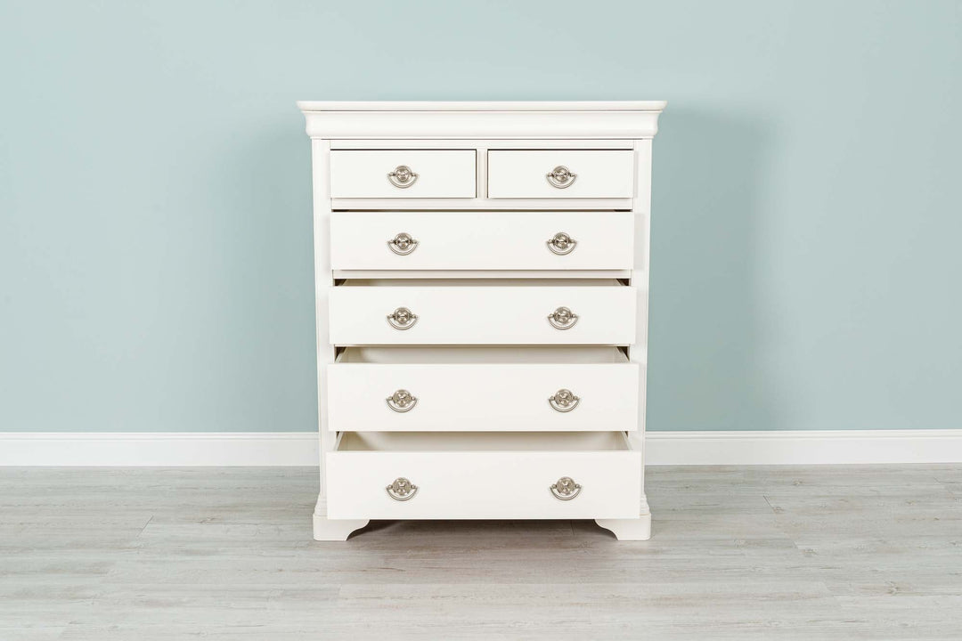 Paris Soft White 2 Over 4 Drawer Chest of Drawers - B GRADE - The Oak Bed Store