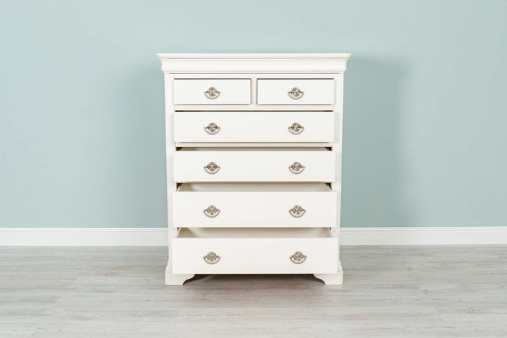 Paris Soft White 2 Over 4 Drawer Chest of Drawers - B GRADE - The Oak Bed Store