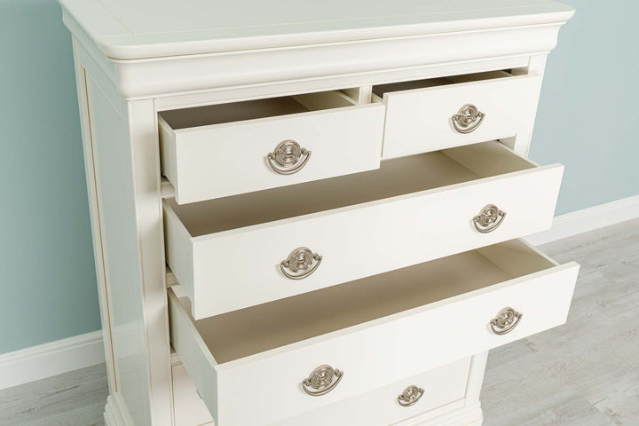 Paris Soft White 2 Over 4 Drawer Chest of Drawers - B GRADE - The Oak Bed Store