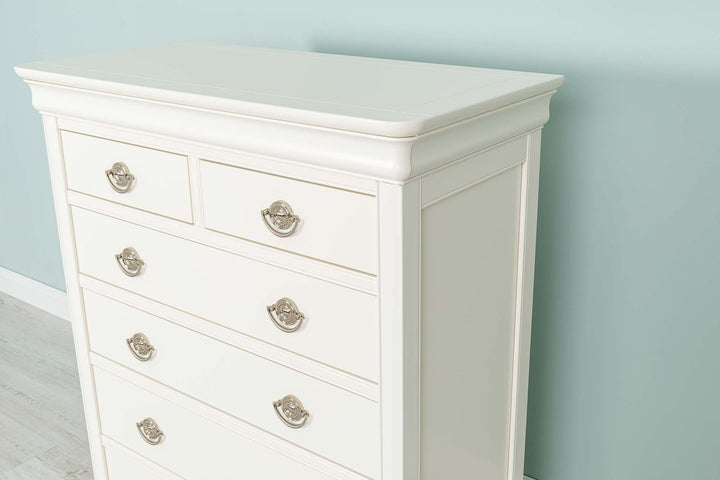 Paris Soft White 2 Over 4 Drawer Chest of Drawers - B GRADE - The Oak Bed Store